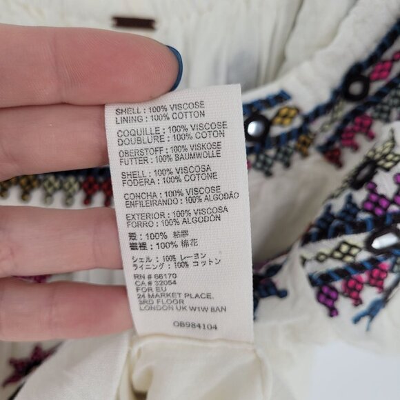 Free People Womens medium Aurura Embroidered cropped boho bubble silhouette top - Picture 6 of 11